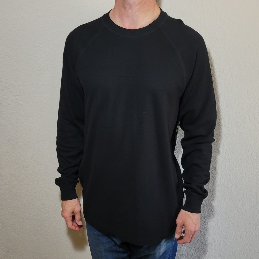 Roundtree & Yorke Mens Shirt Large Black Sleepwear Jersey Pajama Long Sleeve